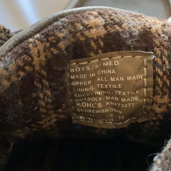 Sonoma Youth Boys  Lace Up Faux Leather Ankle Brown Boots Size 5 - Picture 9 of 10